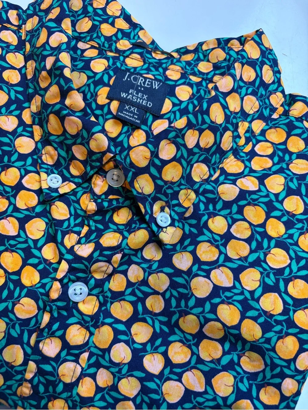 J.Crew peach print Short-sleeve slim flex casual shirt sz XXL